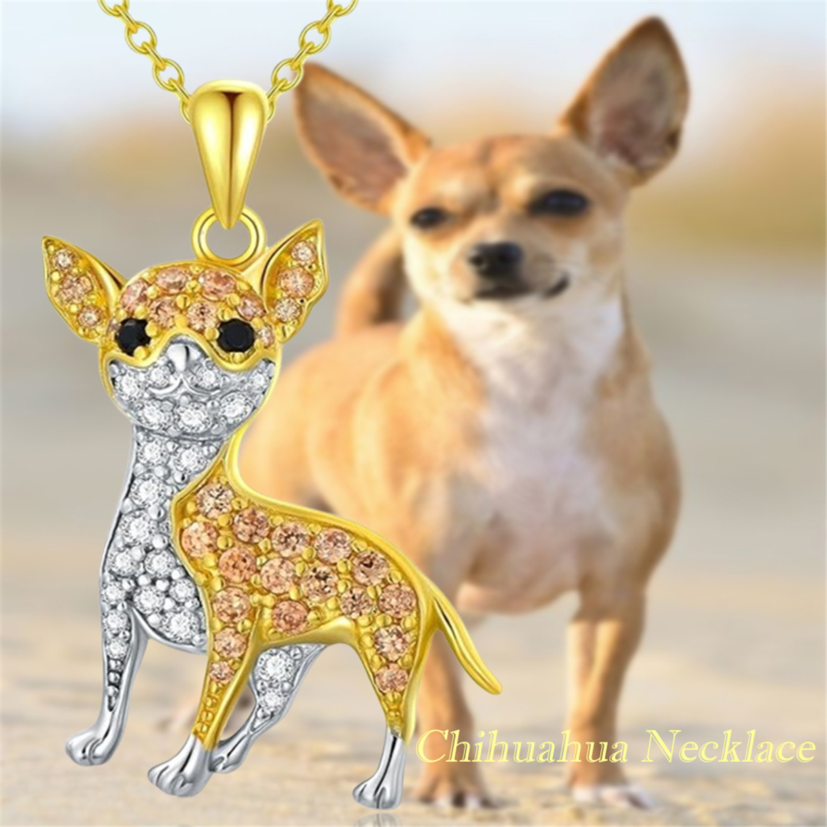 Collar con colgante de Chihuahua dorado bonito y para mujer, exquisitos accesorios de joyería para cachorros, de vacaciones para amantes de los perros