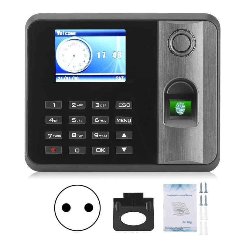 2.8in Color Screen Time Clock Fingerprint Password Independent Employee Checking‑In Attendance Machine 110‑270V