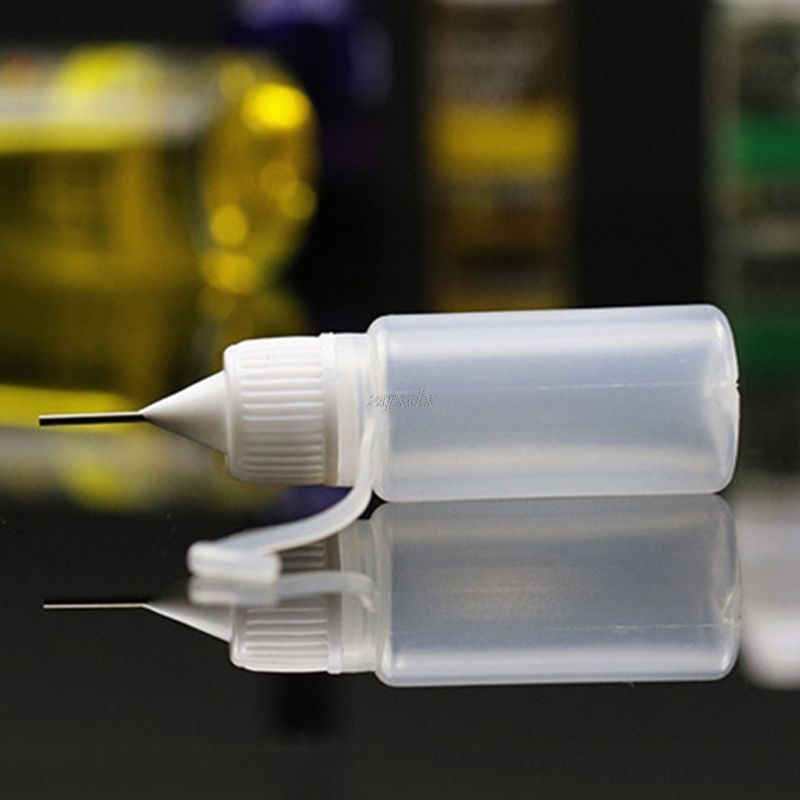 5 x10ml tomma plastflaskor för vätskedroppar med metallnål