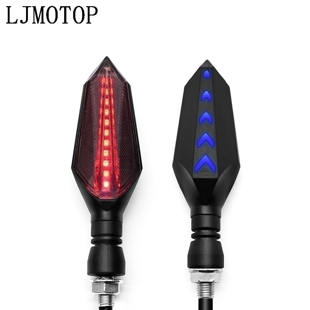 Universell motorsykkel ledet blinklys lampe sekvensiell flytende blits indikatorlys gult løpelys: 1 par rødblått