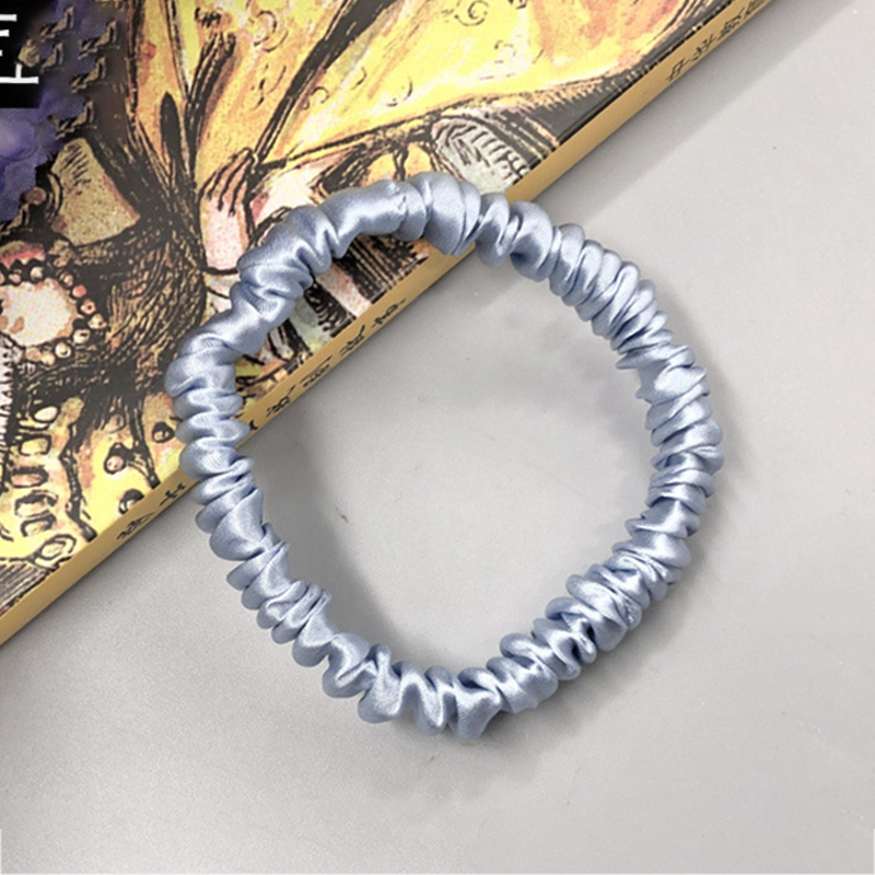 Silk Women's Hair Scrunchie Hairband 1cm wide Elastic Band Ponytail Holder Hair Accessories: WHITE