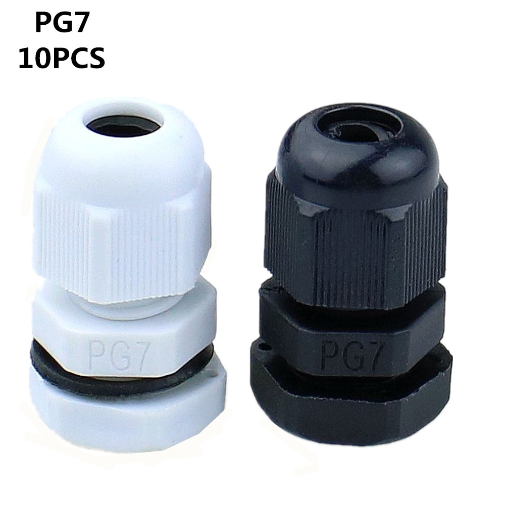 10Pcs PG7 Wartel Connector Waterdichte Nylon Plastic Voor 3-6.5Mm Kabel Ce Met Rubber ring