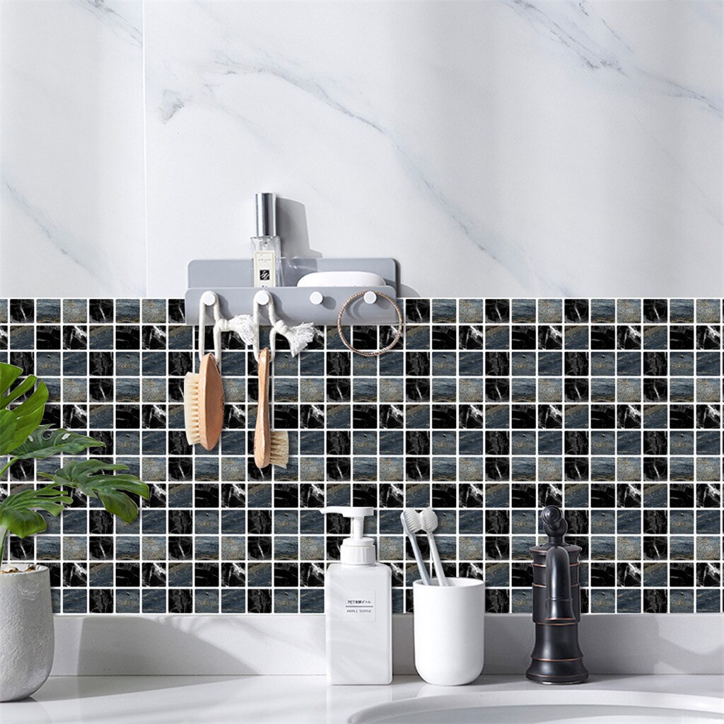 25# Tile Wall Sticker Kitchen Bathroom Decor Wall Stickers Waterproof Peel Stick Tiles Panel Waterproof Matte Tile Stickers