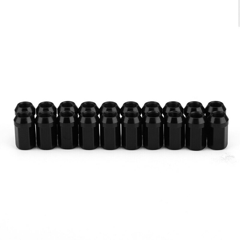 20Pcs Wielmoeren M12X1.25 Wiel Bouten Moer 7075-T6 Aluminium, Zwart