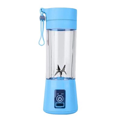 Licuadora portátil de 6 hojas, minilicuadora eléctrica de frutas, botella, licuadora USB, limón, vaso para exprimidor, procesador Manual de alimentos: Blue