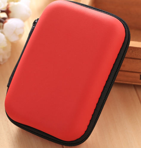 Travel Digital USB Storage Portable Travel Headset Earphone Earbud Cable Storage Pouch Bag Hard Case Box: Red