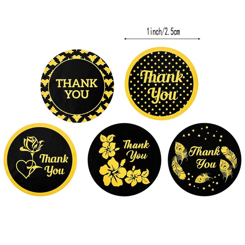 500pcs 5 Designs Thank You Stickers Gold Foil Seal Label for Baking Bags Christmas Wedding Decoration Stationery Sticker