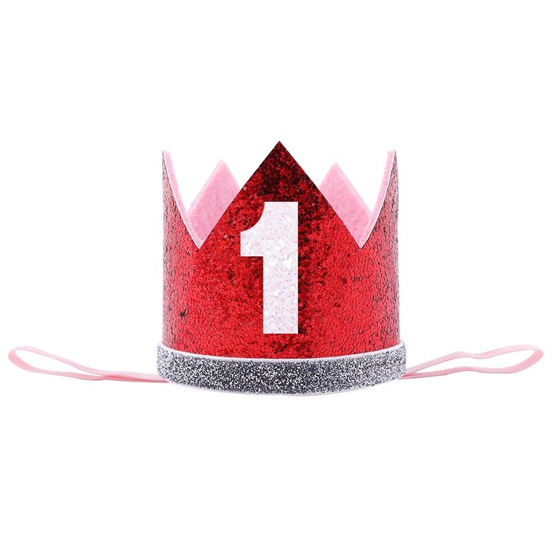 Baby Boy Girl First 1st Birthday Party One Three Eighteen Years Old Crown Pattern Children Hair Band Headband Prince Hat: 1