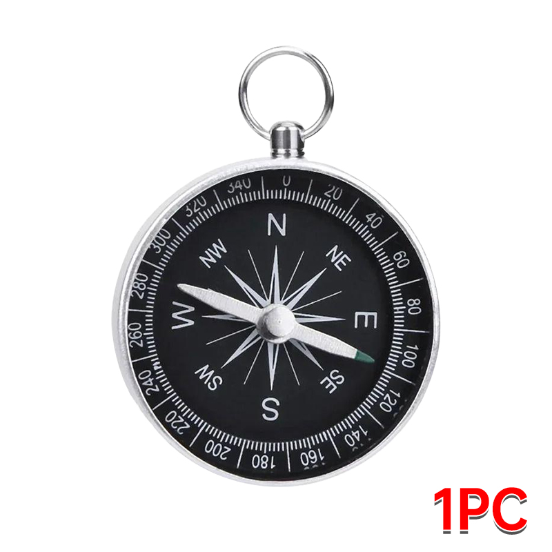 Round Compass Portable Aluminum Lightweight Emergency Compass Mini Children's Compass Wilderness Adventure Travel: black
