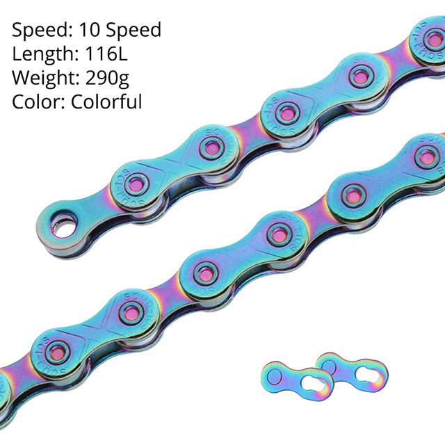 SCUD Mtb Bike Chain 9 10 11 12 Speed Mountain Road Bicycle Chains Double X Rainbow Silver 116L Lightweight 10 v corrente: 10 Speed Color