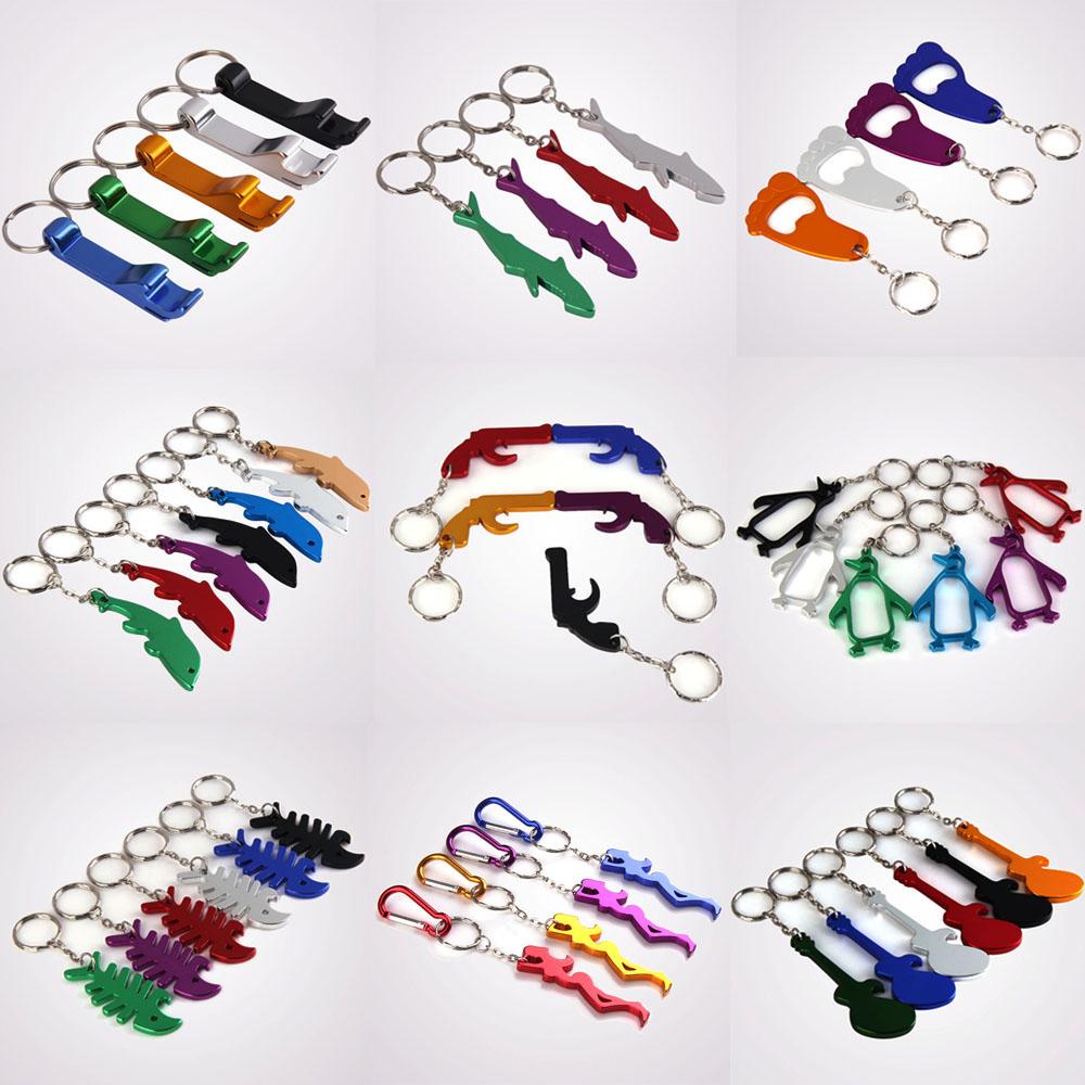 Vis Vorm Bierfles Opener Fishbone Aluminium Flesopener Sleutelhanger Ring Keuken Tool Trinket Willekeurige