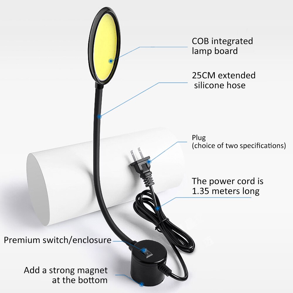 Sewing Machine LED Lamp 8W LED Highlight Industrial Lathe Lamp Oversized Magnet Lamp Work Lamp Energy Saving Lamp Desk Lamp