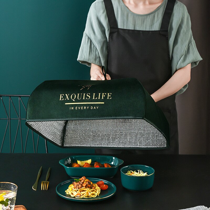 Winter Insulation Meal Cover Food Velvet Cloth Dust Vegetable Cover Folding Table Cover Kitchen Food Covers Umbrella