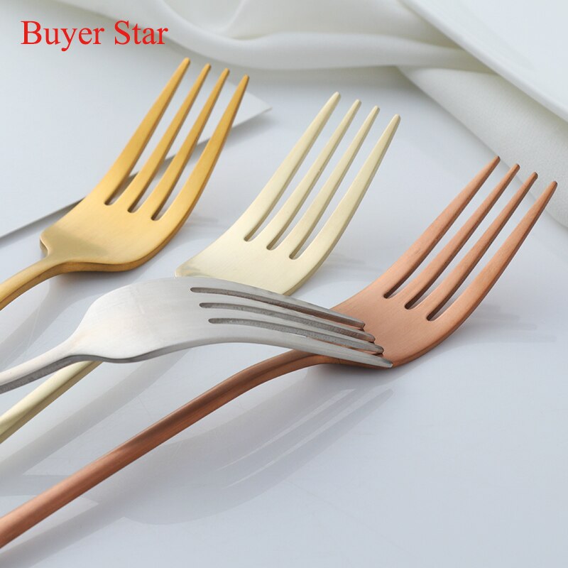 7pcs 21cm/8.2&#39;&#39; 304 Stainless Steel Fork Korean Long Handled Dinner Fork Cake Fruit Dessert Forks set Kitchen Cutlery For Party