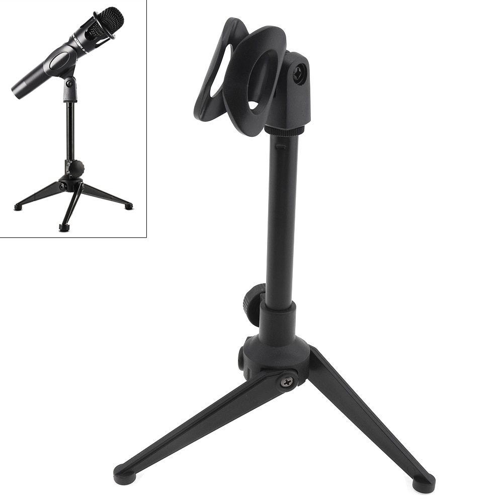 Draagbare Tafel Opname Microfoon Houder Compact Microfoon Statief Stand Driepotige Houder Met Klem 180 ° Draaihoek