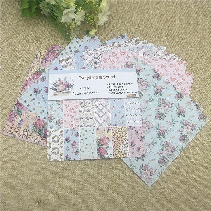 24 sheet 6"X6" Everything is sound the flower patterned paper Scrapbooking paper pack handmade craft paper craft Background pad