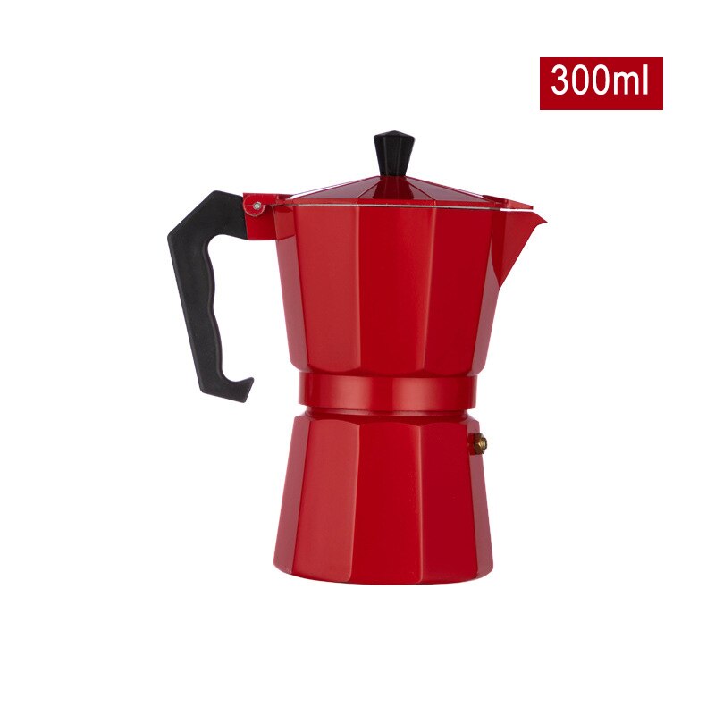 GUNOT Kaffee Hersteller Italienischen Mokka Kaffee Topf Aluminium Mokka Espresso Kaffeemaschine Topf 150/300/450ml Kaffee Wasserkocher barista Werkzeuge: rot300ml