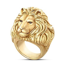 Mengyi Mode Hip Hop Rock Gold Lion Head Ring Voor Mannen Dier Vinger Ringen Mannelijke Punk Biker Sieraden
