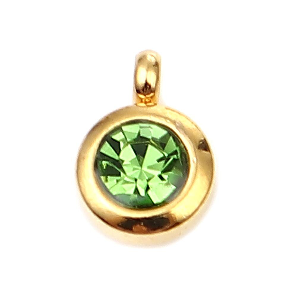 DoreenBeads Edelstahl Gold Farbe Charms Runde Multicolor Glas Anhänger DIY Machen Ohrringe Schmuck 9mm x 7mm, 2PCs