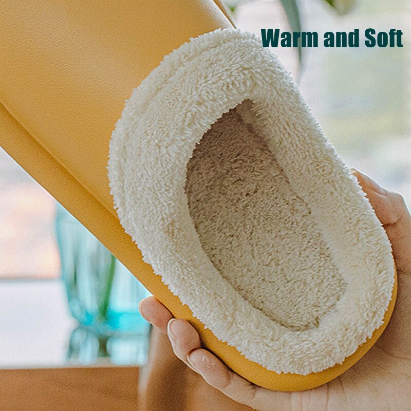 Herfst en winter huispantoffels heren dames waterdichte platform katoenen pantoffels dikke bodem antislip binnen warm zacht