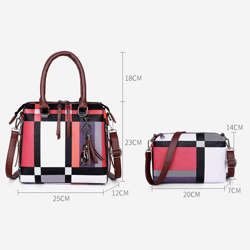 Composite Bags for Women Luxury Handbags Women Bags Crossbody Bag Female Plaid Tassel Summer Beach Bag Tote Handbag Set