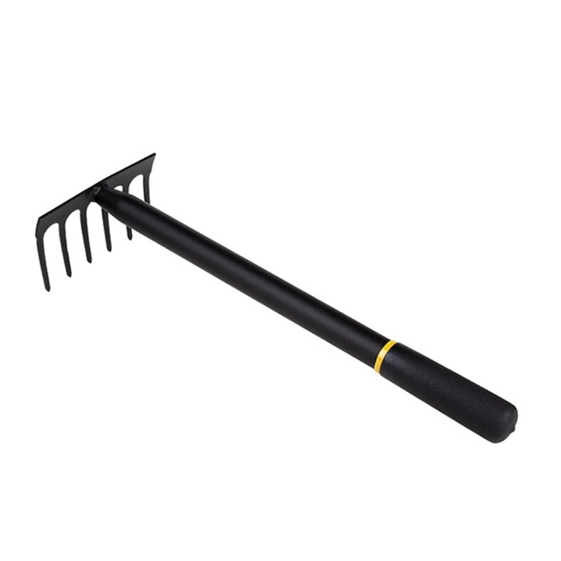 Garden Hand Rake - 6 Tines Metal Garden Cultivator Rake Small Tiller Tools with High Carbon Steel Heads for Planting