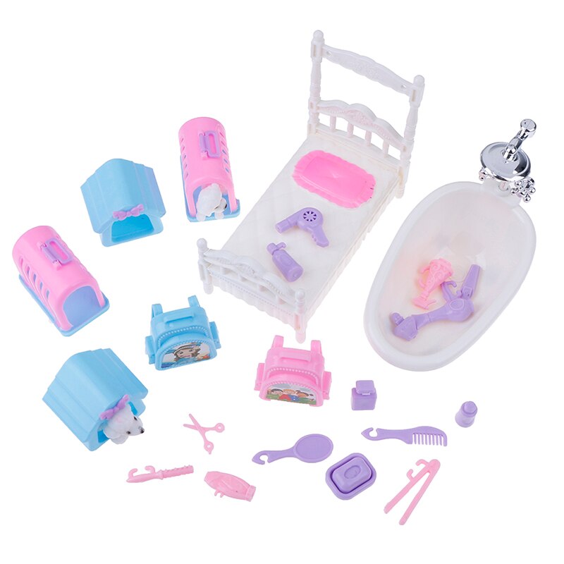 1 sæt plastik mini badeværelse miniaturer møbler sæt til diy dukkehus børn legetøj indretning dukke til børn