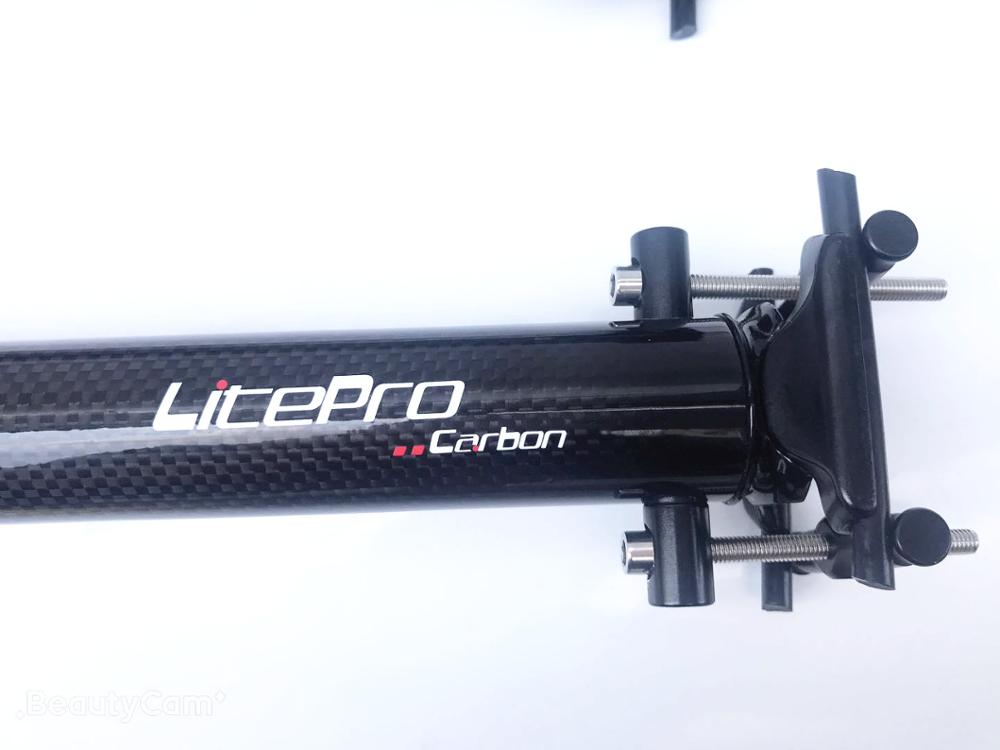 LITEPRO Carbon Fiber Seat Post 33.9mm * 580mm 412 Folding Bike Seat Tube Carbon Fiber Ultralight Seat Rod: Bright black