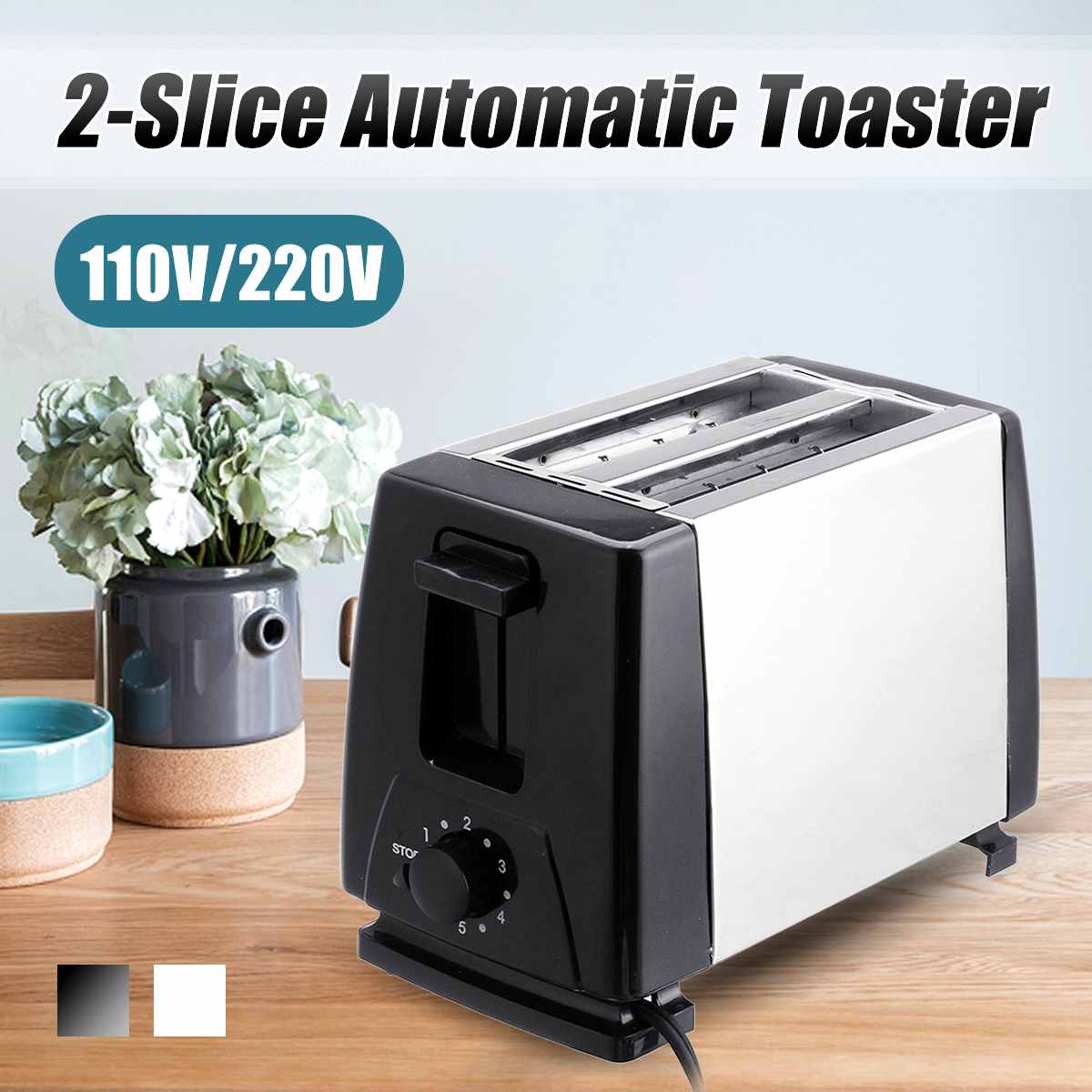 110 V/220 V Elektrische Broodrooster Huishoudelijke 6 Versnellingen Automatische Brood Bakken Maker Ontbijt Machine Toast Sandwich Grill Oven 2-Slice