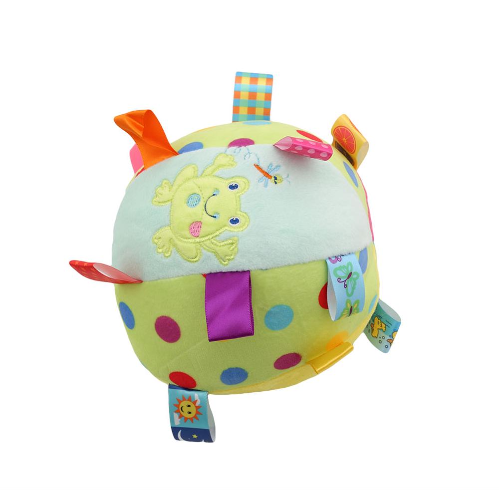 5 farben Baby freundlicher Ring Glocke Rassel Ball Baby Tuch Musik Sinn Lernen Spielzeug Ball Pädagogisches Plüsch Baumwolle Hand erfassen Ball: Frosch