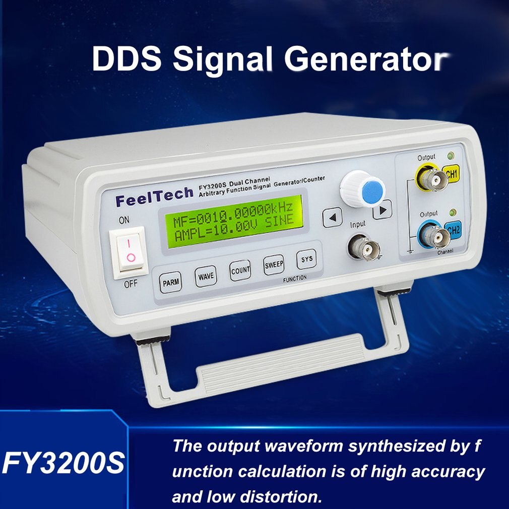 FellTech FY3200S 6MHZ DDS numérique double canal fonction générateur de Source de Signal forme d'onde arbitraire/compteur de fréquence d'impulsion ue