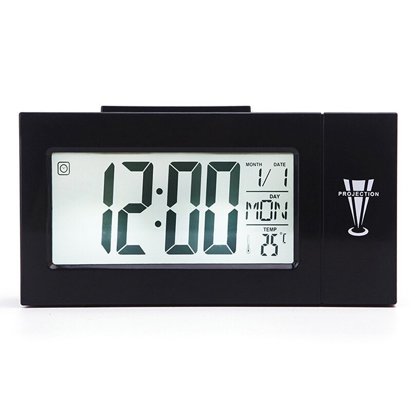 Projektion Wecker Digital Decke Anzeige 180 Grad Projektor Dimmer Radio Batterie Sicherung Zauberstab Zeit Projektion: Schwarz 15.5x8.5x4.8cm