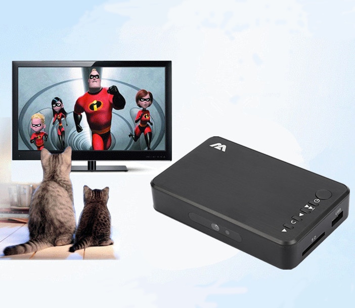 Mini draagbare volledige  hd 1920 x 1080 hdmi vga av usb harde schijf u disk speler multimedia speler  h7 voor thuis auto kantoor eu stekker