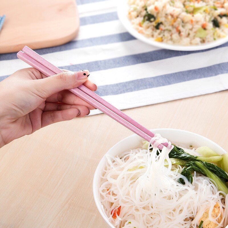 1 Pairs Non-slip Wheat Straw Chopsticks Household Reusable Wheat Straw Chopsticks Kitchen Tools Tableware 18.5cm