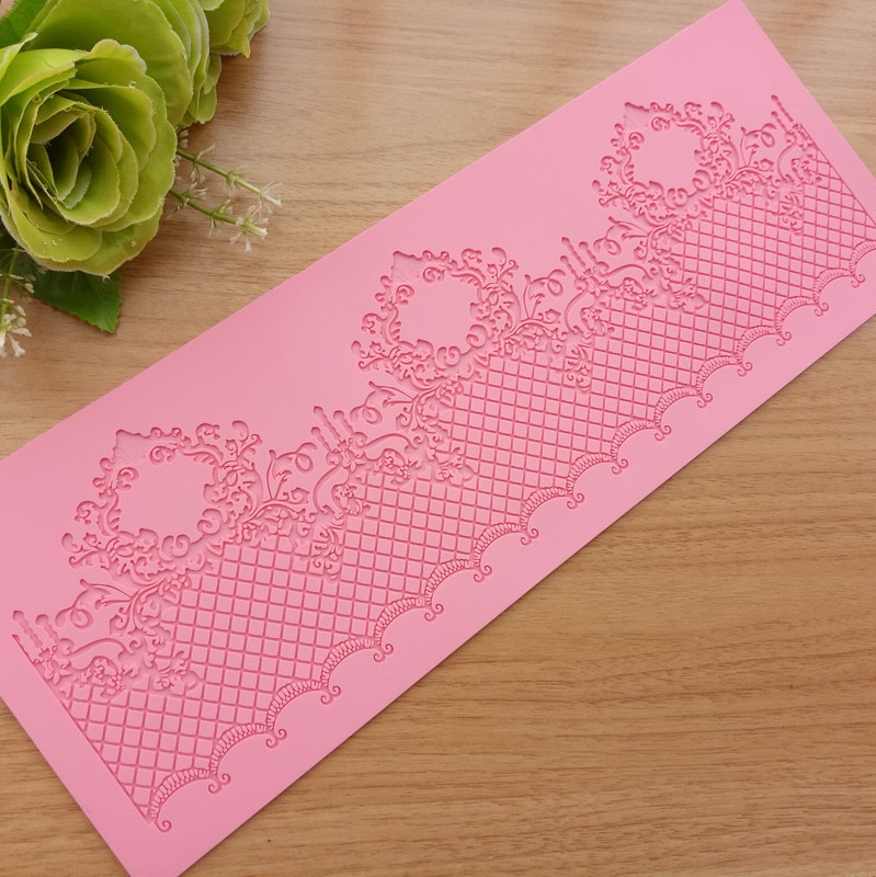 Lace Jewellery Wedding Cake Silicone Beautiful Lace Fondant Mold Mousse Sugar Craft Icing Mat Pad Pastry Baking Pad Tool K640