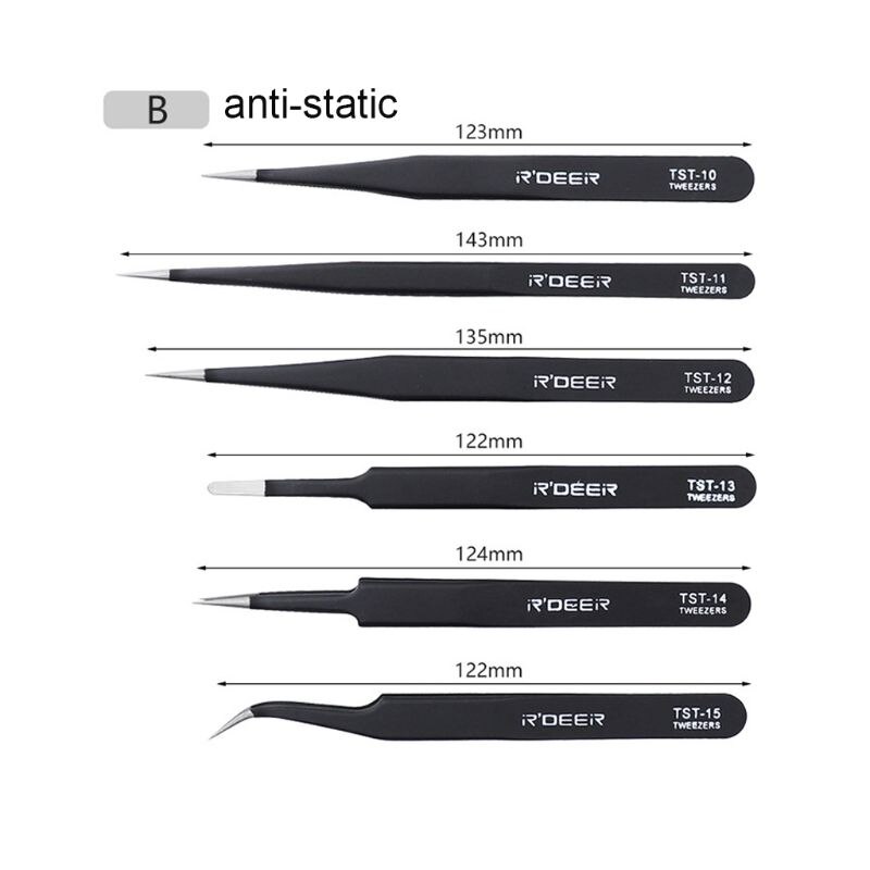 Esd antistatische roestvrijstalen pincet onderhouds- en reparatiegereedschapset precisie: Type b