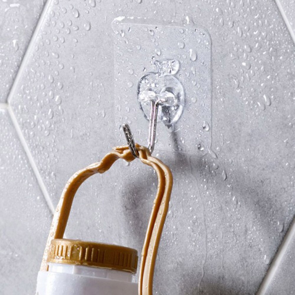 5 stuks transparante, waterdichte badkamerhaak met sterke hechting, naadloze, klevende opberghaak, appelvormige haken