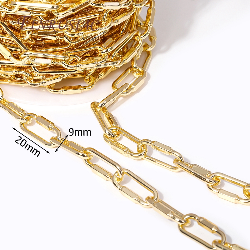 Cadenas grandes y gruesas de Metal de latón chapado en oro de 14K para hacer accesorios de collares, cadenas para hacer joyería DIY, varios estilos: Rojo