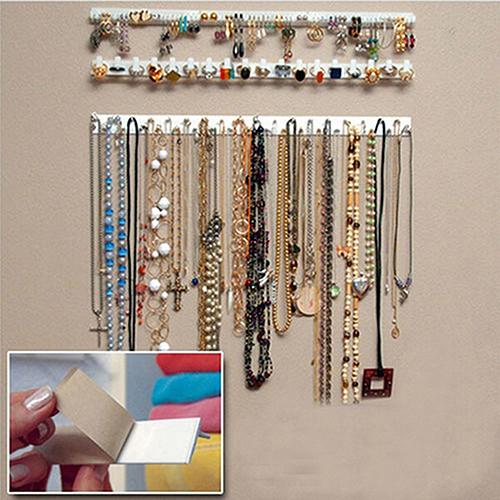 9Pcs Kleber Schmuck Ohrring Halskette Aufhänger Halter Organizer Verpackung Display Schmuck Rack Klebrigen Haken Wand Halterung