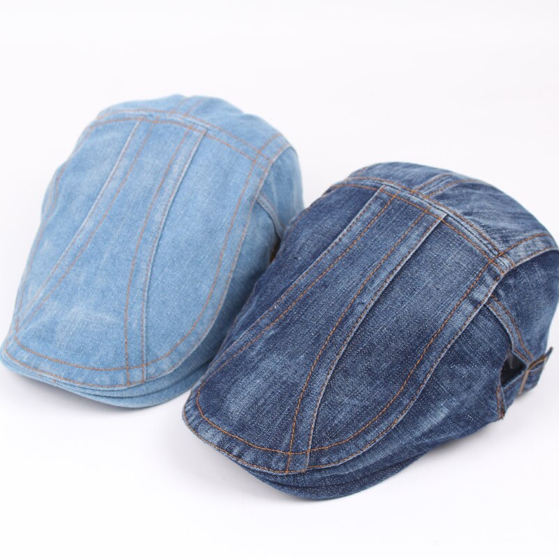Denim Beret Hats Men Women Unisex Newsboy Hat Jeans Berets Gatsby Cabbie Driving Cap Spring Autumn Hats Casual Forward Caps