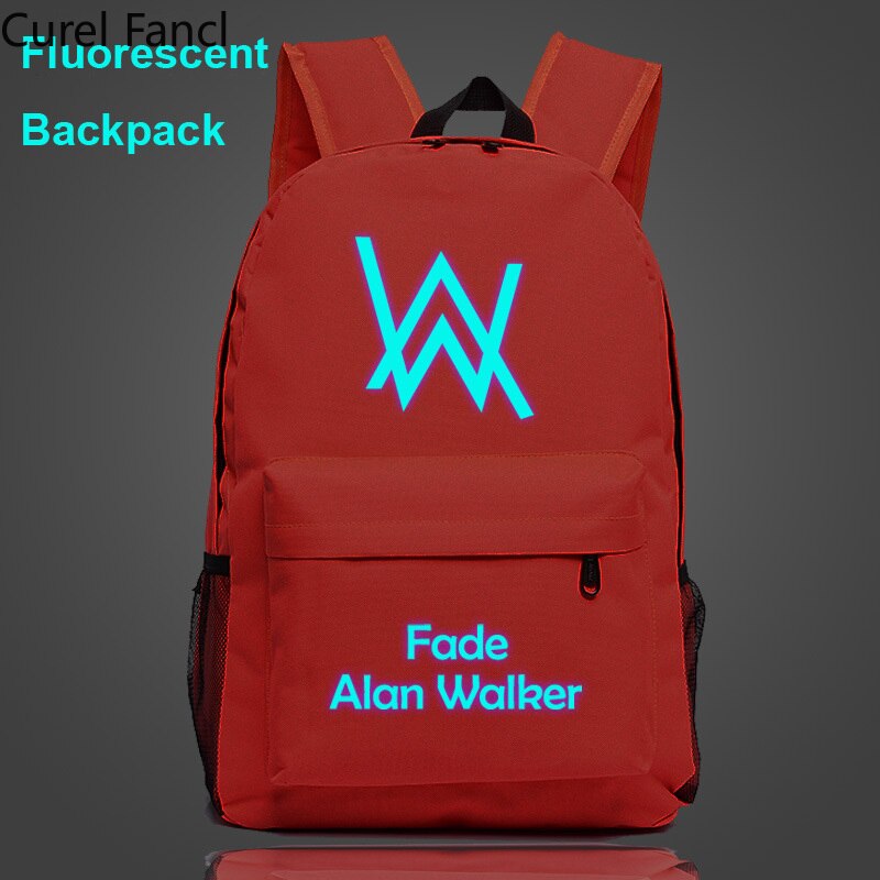 Mochila escolar fluorescente con dibujo de Alan Walker para niños y niñas, morral escolar para adolescentes,