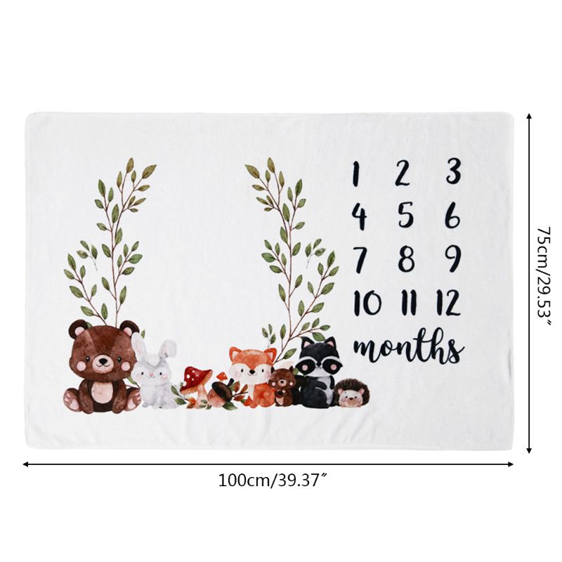 Baby Maandelijkse Record Groei Milestone Deken Dier Patroon Fotografie Props R2JF: 543