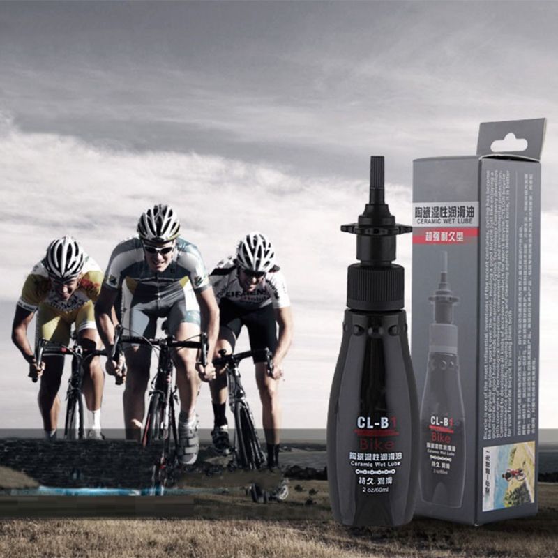 60ml MTB Road Bike Chain Lubricating Oil Bicycle Ceramic Wet Lube Cycling Daily Maintenance Oil with Cleaning Cloth