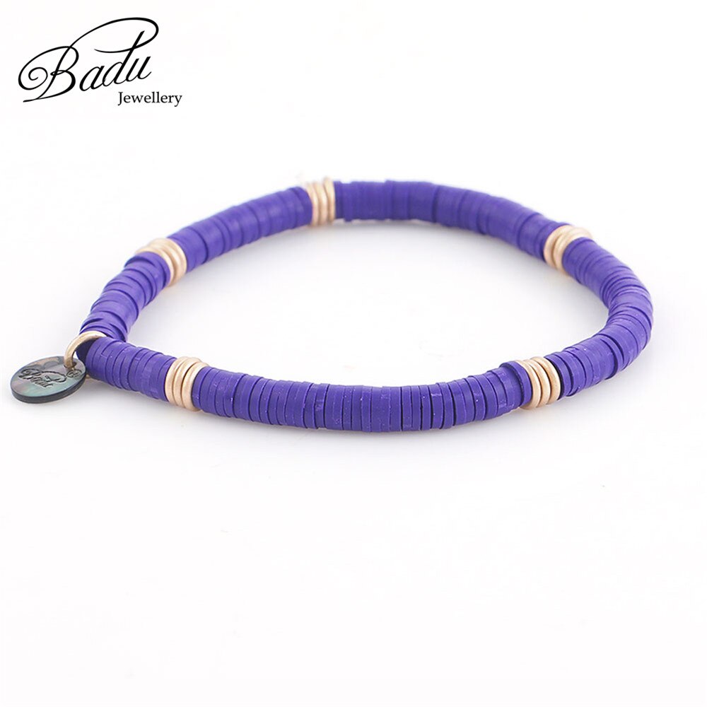 Pulseira de contas de argila e badu, bracelete com berloque de polímero e argila, boho, joia para mulheres, dia das bruxas, bracelete
