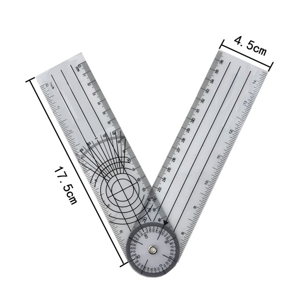 1ps Multi-Ruler 360 Degree Goniometer Angle Spinal Ruler CM/INCH Useful Measuring Ruler School Office Supplies