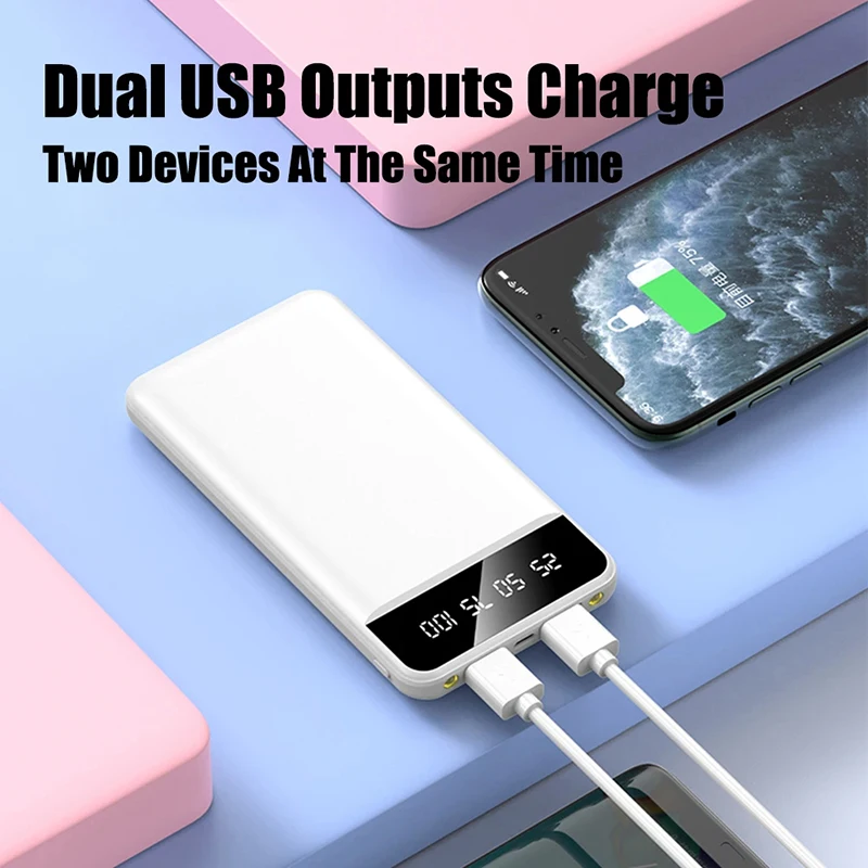 50000 mAh Power Bank Dubbele USB-uitgang Snel opladen Led-display Externe batterij 5 v / 2a Verwarmingsjas Lichtgewicht batterij
