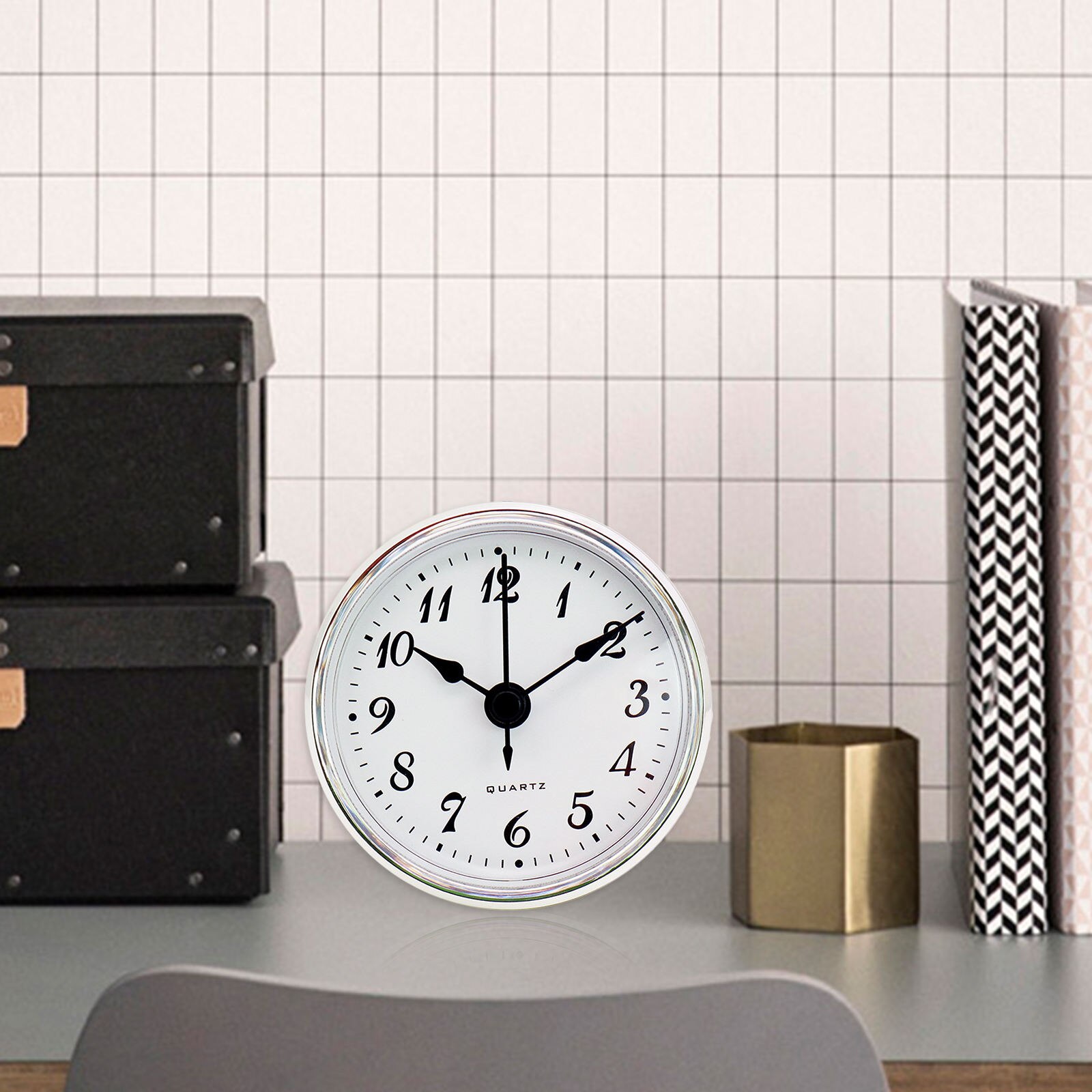 Quartz Replacement Silver Bezel Clock Inserts Arabic Numbers Rubber