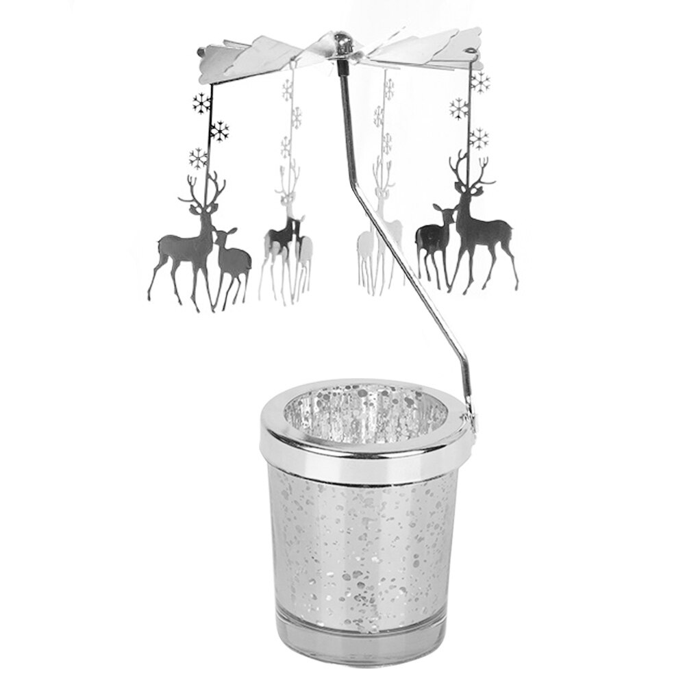 Moderne draaibare kaarsenhouder van glas, draaiende theelichthouder van metaal, kerstkaars, elandkandelaar, bruiloft, huisdecoratie: 6