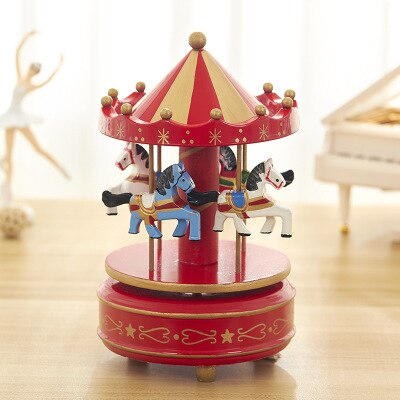 Merry Go Round Music Box Geometric Baby Room Decoration Unisex Wooden Christmas Horse Carousel MusicBox birthday ado: G