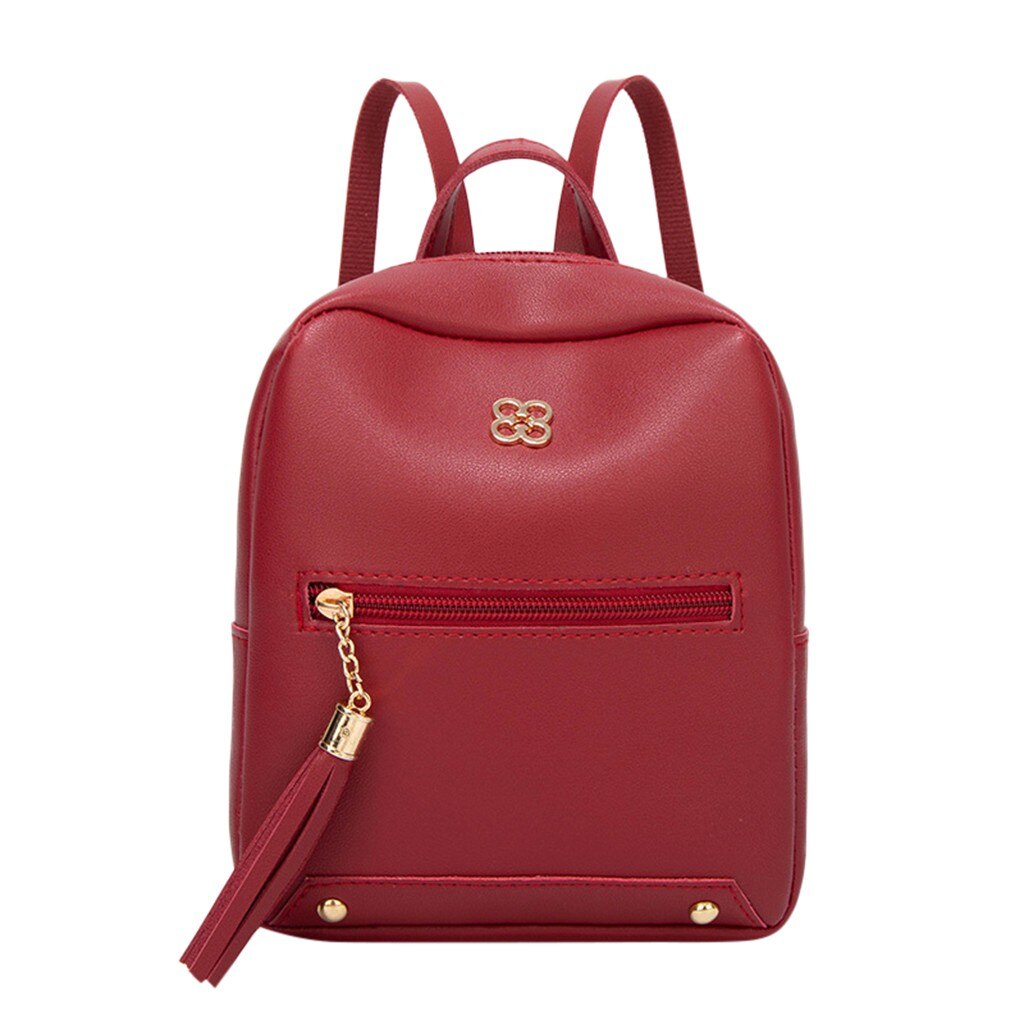 Mini sac à dos sac à bandoulière en cuir synthétique polyuréthane pour femmes pour adolescentes enfants multi-fonction petit sac à dos femme dames école sac à dos #25: Red